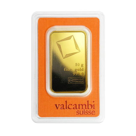 Zlatý slitek 50 g Valcambi