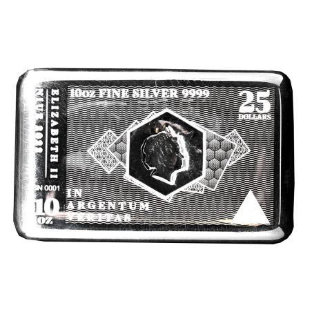 Stříbrná mince ve tvaru slitku 10 Oz In Argentum Veritas 2022