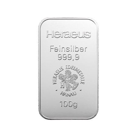 Stříbrný slitek 100 g Heraeus
