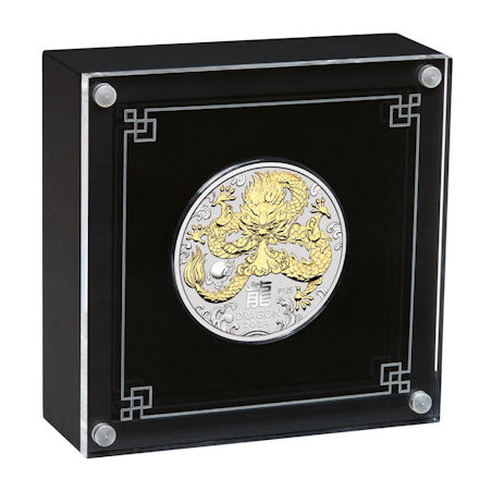 Stříbrná mince 1 Oz Lunar Series III Year of the Dragon 2024 Zlaceno