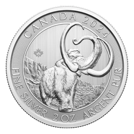 Stříbrná mince 2 Oz Ice Age Canada Mamut srstnatý 2024