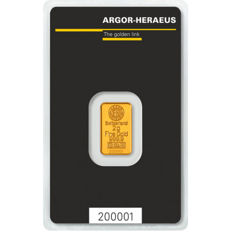 Zlatý slitek 2 g Argor Heraeus