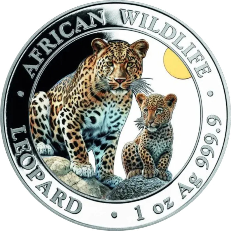 Stříbrná mince 1 Oz African Wildlife Leopard 2024 Kolorováno